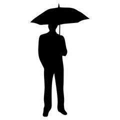 SILHOUETTE OF PERSON HOLDING AN UMBRELLA
