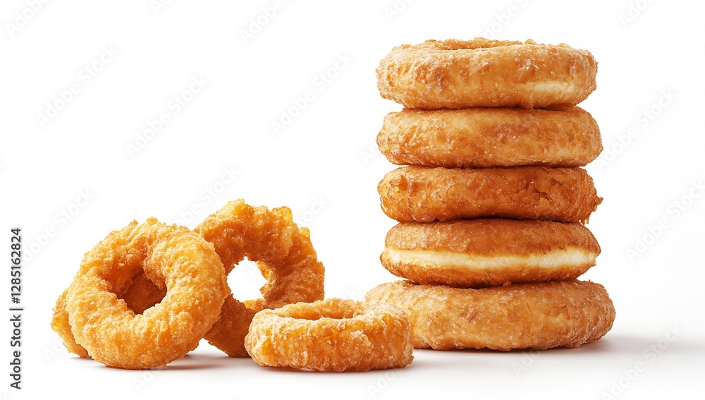 Poster delectable range of various deep-fried donuts showcasing texture and flavor combinations : generativ