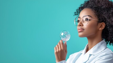 Confident Female Scientist Holding Beaker  Lab Research  Science  Healthcare