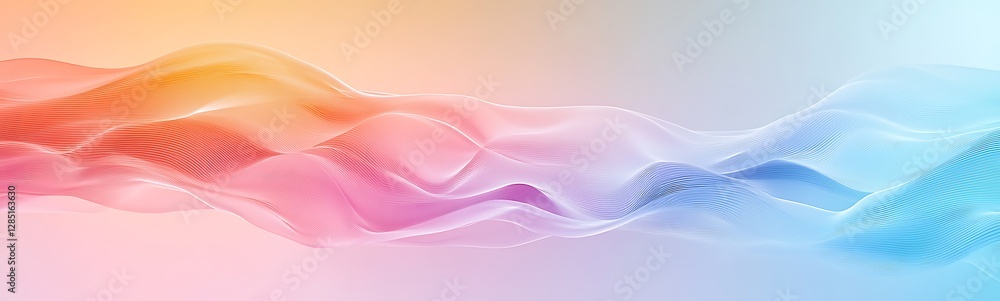 Leinwandbilder Abstract wave patterns blend warm and cool colors, creating a dynamic and modern visual effect.