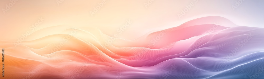 Poster soft, flowing abstract waves in pastel colors create a serene and dreamy atmosphere.