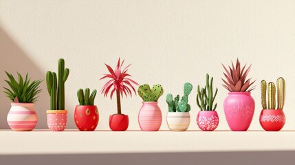 Colorful Potted Plants  Cactus  Succulents  Home Decor  Interior Design  Spring  Summer  A