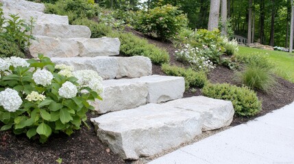 Obraz premium Outdoor Stone Steps with Landscaping