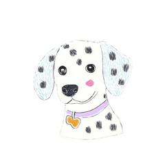 Cute Dalmatian Puppy with Collar – Hand-Drawn Illustration
