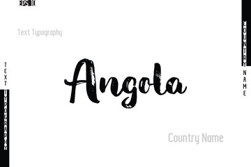 Angola Country Name In Grunge Typography Text Lettering