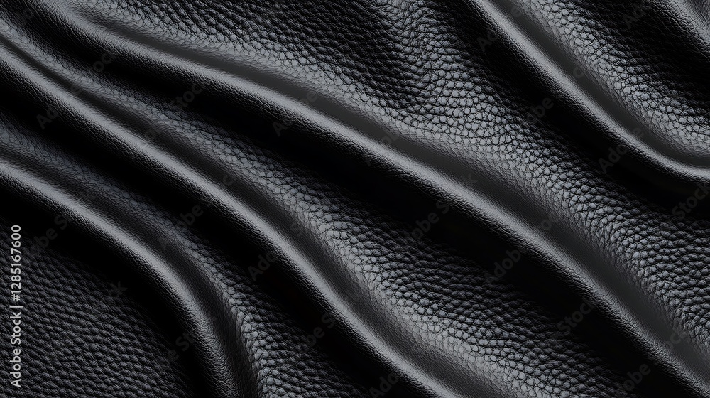 Poster Smooth black fabric with a textured finish, creating elegant ripples and folds.
