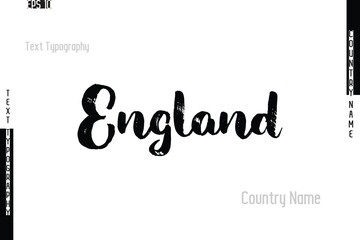 Country Name  England. In Grunge Typography Text Lettering