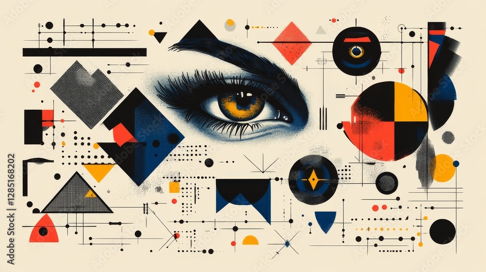 Poster abstract eye design with geometric shapes and patterns