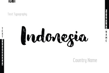 Country Name  Indonesia. In Grunge Typography Text Lettering 