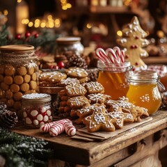 Festive Holiday Cookies and Treats in a Cozy Christmas Setting