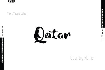 Grunge Typography Lettering Text Of Country Name Qatar