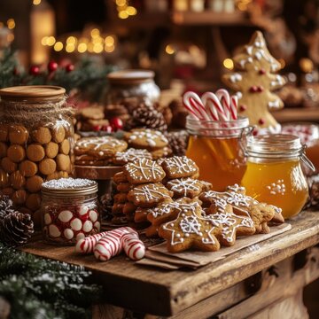 Festive Holiday Cookies and Treats in a Cozy Christmas Setting
