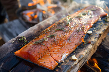 Grilled wild salmon, a staple of the West Coast, particularly in British Columbia, Canada cuisine