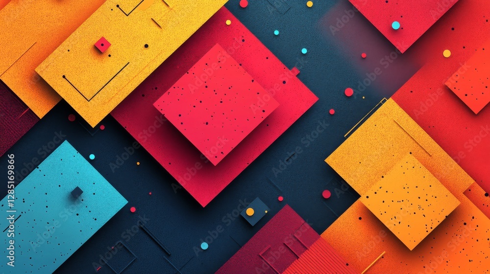 Poster abstract vector graphic design with bold colors and shapes