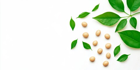 Fresh Soybeans and Lush Green Leaves Promote Healthy Eating and Sustainable Agriculture.