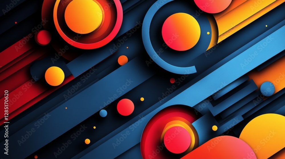 Aufkleber abstract vector design with colorful circles and geometric shapes