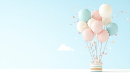 Pastel Balloons   Cake Birthday Celebration  Festive Party Decor