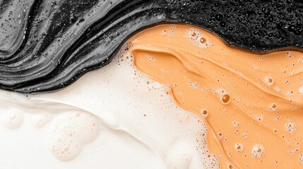 Obraz premium Abstract Black Beige White Swirl Paint Texture Background