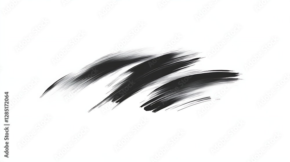 Poster black brush strokes on a white background, showcasing artistic texture and movement.