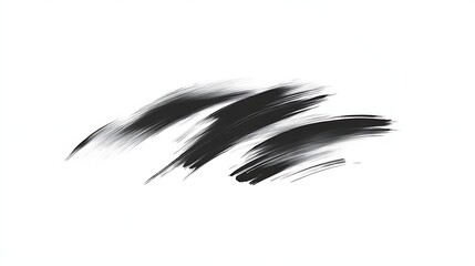 Obraz premium Black brush strokes on a white background, showcasing artistic texture and movement.