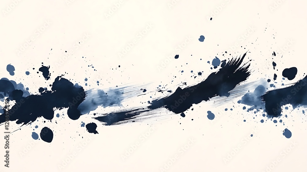 Leinwandbilder abstract blue ink splashes on a light background, creating a dynamic artistic expression.