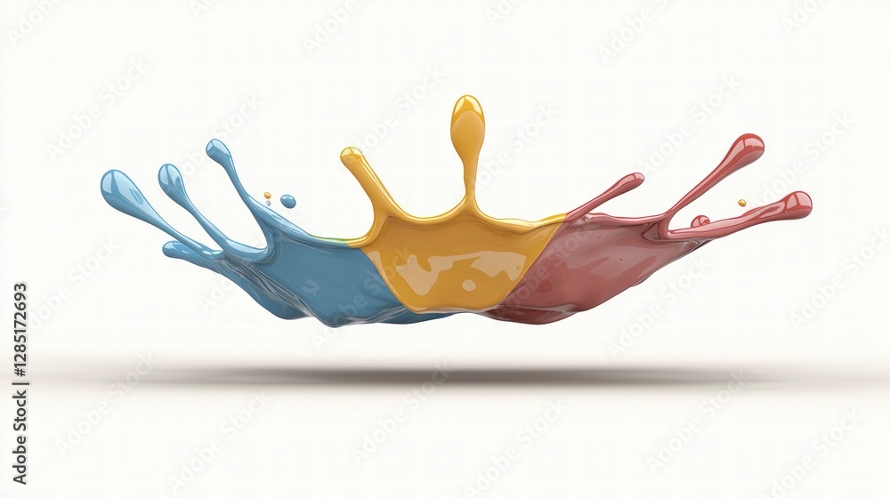 Poster abstract colorful paint splash dynamic burst 3d render design element background