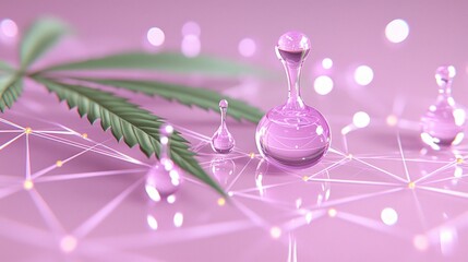 Medicinal Cannabis Oil  AI Generated Abstract of CBD Drops   Hemp Leaf