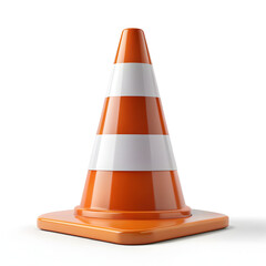 Orange and white traffic cone isolated on white background