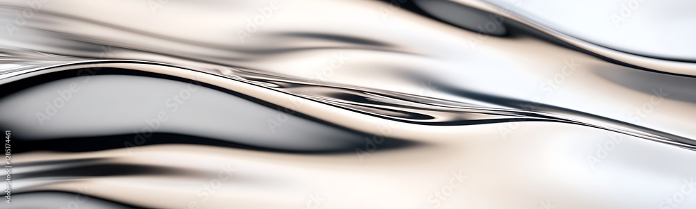 Poster fluid metallic waves create a sleek, reflective surface with a modern aesthetic.