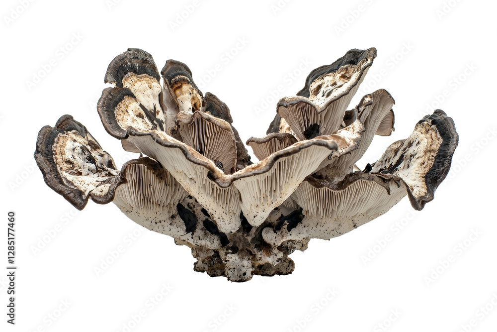 Poster unique and detailed close-up of a large mushroom with intricate texture