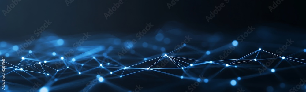 Poster abstract digital background featuring interconnected lines and glowing nodes.