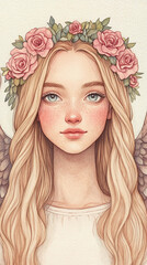 Fototapeta premium Delicate Floral Portrait of a Fairytale Girl