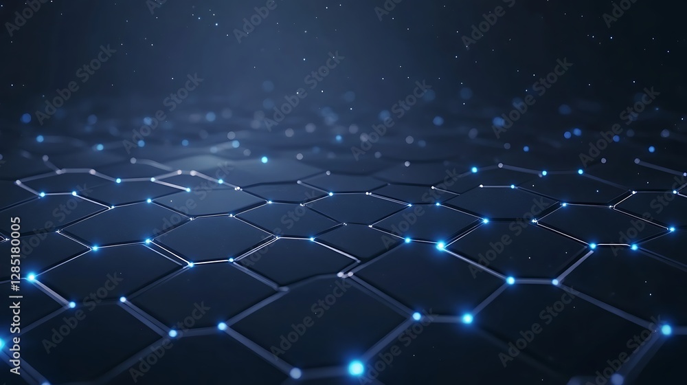 Fototapete abstract digital background featuring a network of glowing blue nodes on a dark surface.