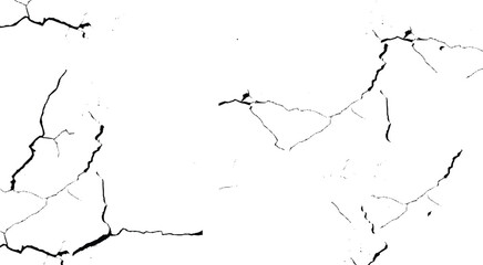 Surface cracks and fissures in ground, concrete, crevices from disaster top view. Breaks on land surface from earthquake isolated on white background. Broken ground, wall, glass pattern effect. Damage