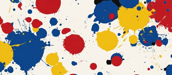 Abstract Colorful Splashes: A vibrant explosion of red, yellow, and blue paint splatters on a white background, creating a dynamic and energetic composition.