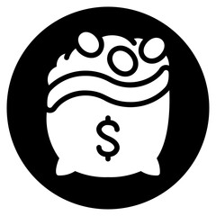 money bag glyph icon