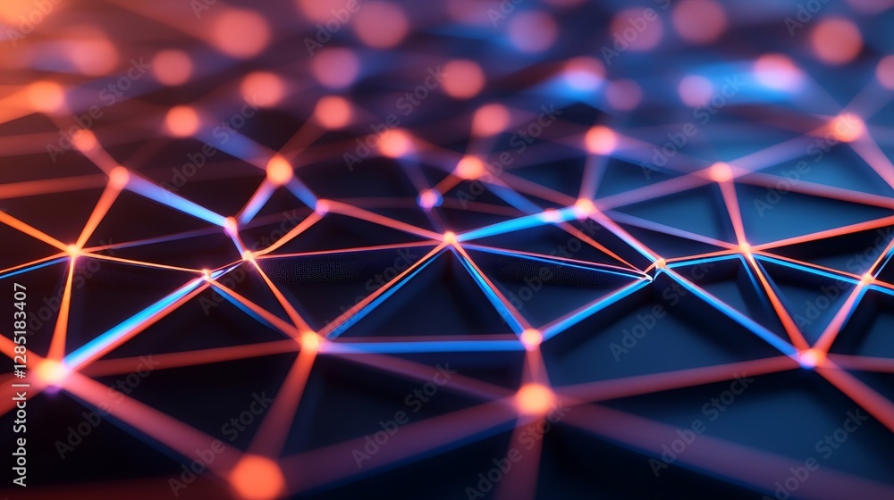 Poster abstract network design with geometric shapes and colorful highlights