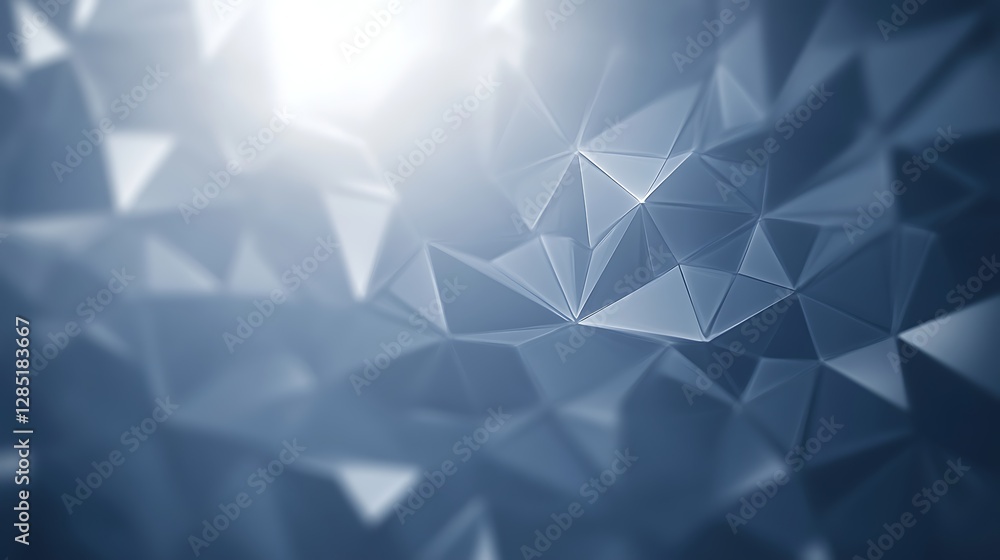 Fototapete Abstract geometric pattern featuring triangular shapes in a blue gradient with light reflections.