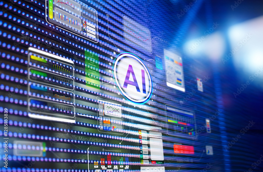 Poster ai digital graphic interface with diagram and charts