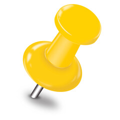 Yellow Pushpin, Free Trial, PNG File, Transparent Background, Thumbtack for Notes, Memos, Sticky Notes, Maps