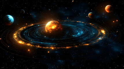 Cosmic Ringed Planet in Deep Space