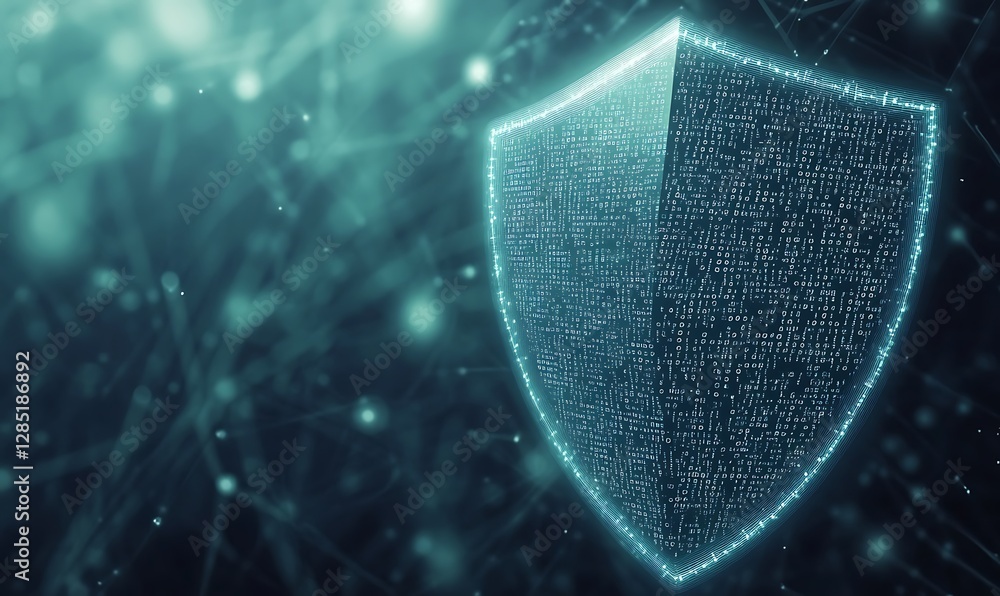 Leinwandbilder digital shield symbolizing cybersecurity and data protection with a futuristic background.