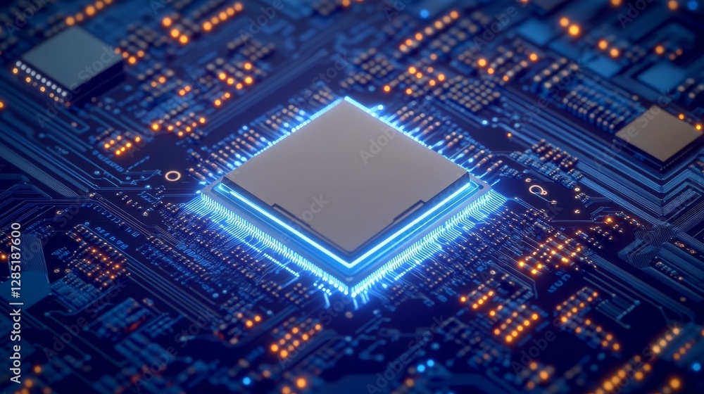 Poster digital circuit board with processor and bright led lights
