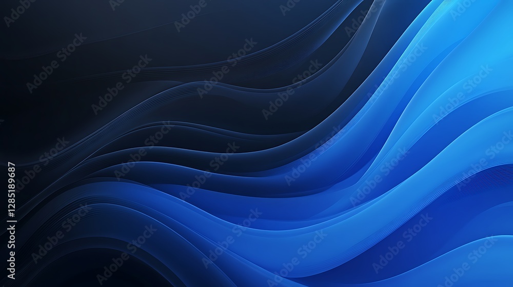 Fototapete abstract blue wave pattern with dark background, creating a sense of depth and fluidity.