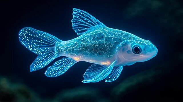 Bioluminescent Fish in Underwater Coral Reef