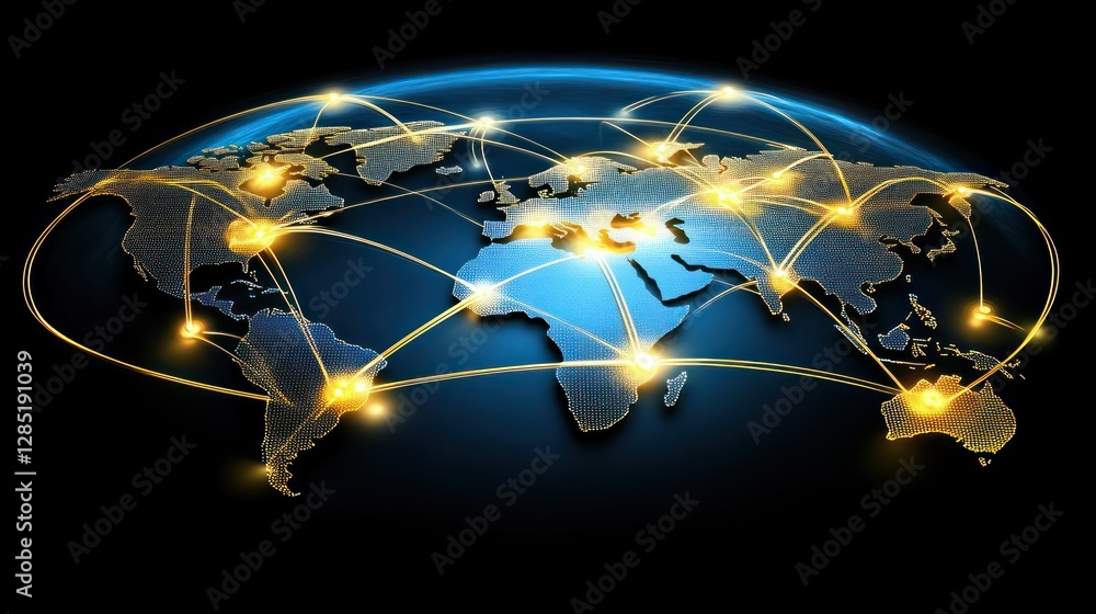 Aufkleber global network connections: a visual representation of worldwide interconnectivity