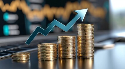 Investment growth trends financial market infographic digital environment close-up view wealth management insights