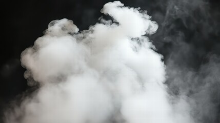 White Smoke Puffs and Fog Dramatic Effect Against Black Background Ideal for Overlay or Background Use in Design Projects
