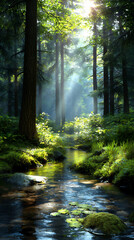 Obraz premium enchanted forest with enchanted brook