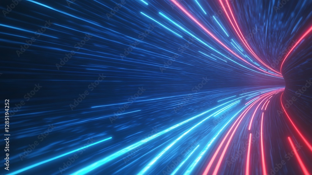 Fototapete colorful light trails create a dynamic sense of motion in a futuristic setting.